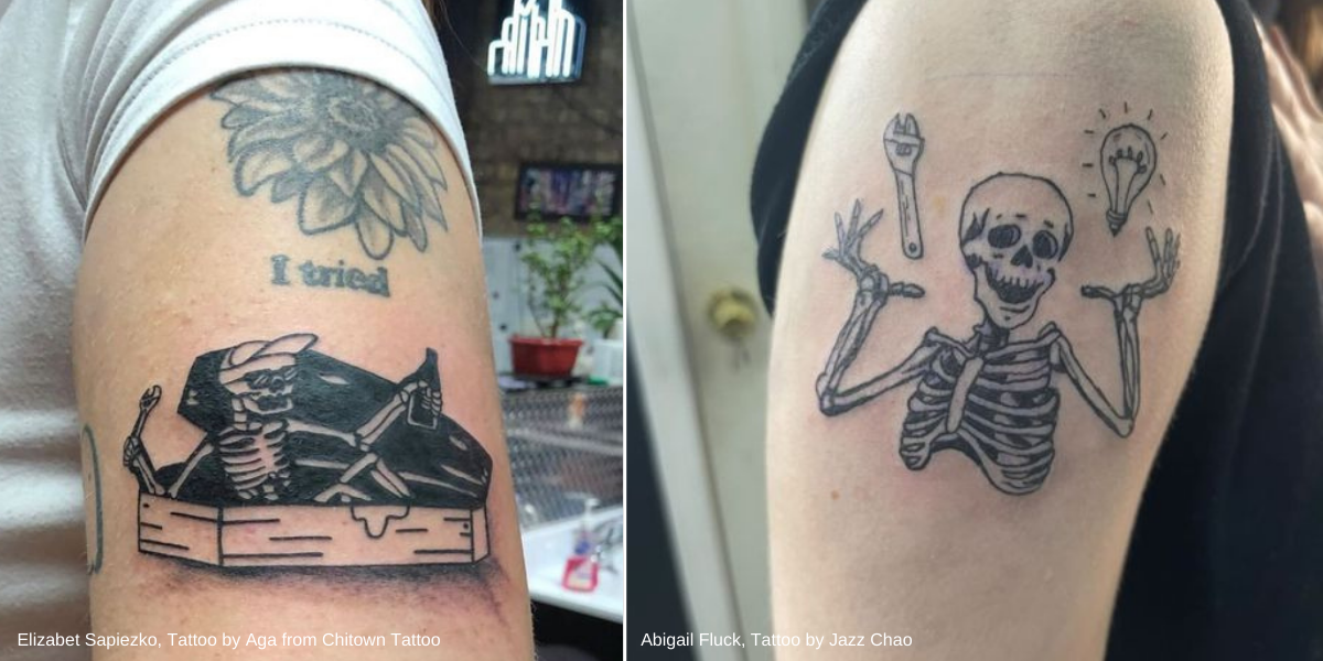 Classy But Funny Skeleton Tattoo Birthday Card | Zazzle
