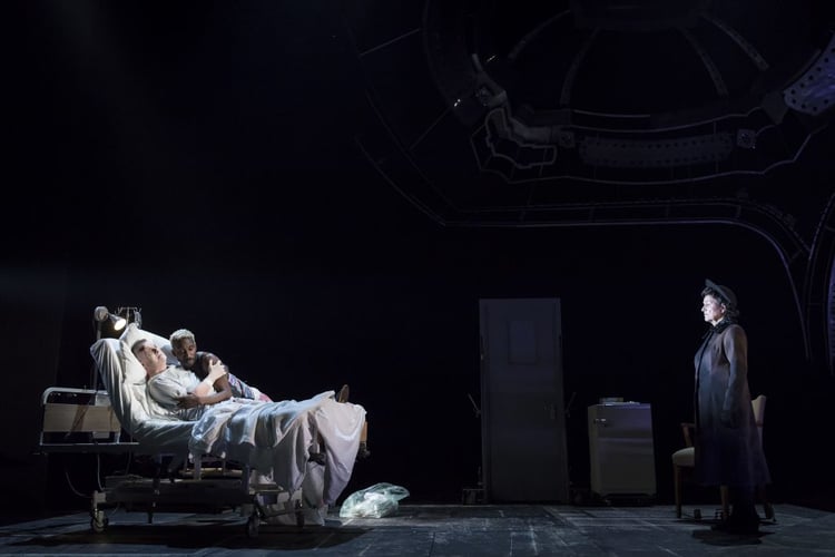 10. Nathan Lane (Roy Cohn), Nathan Stewart-Jarrett (Belize) and Susan Brown (Ethel Rosenberg) in AngelsInAmerica Perestroika photo by Helen Maybanks